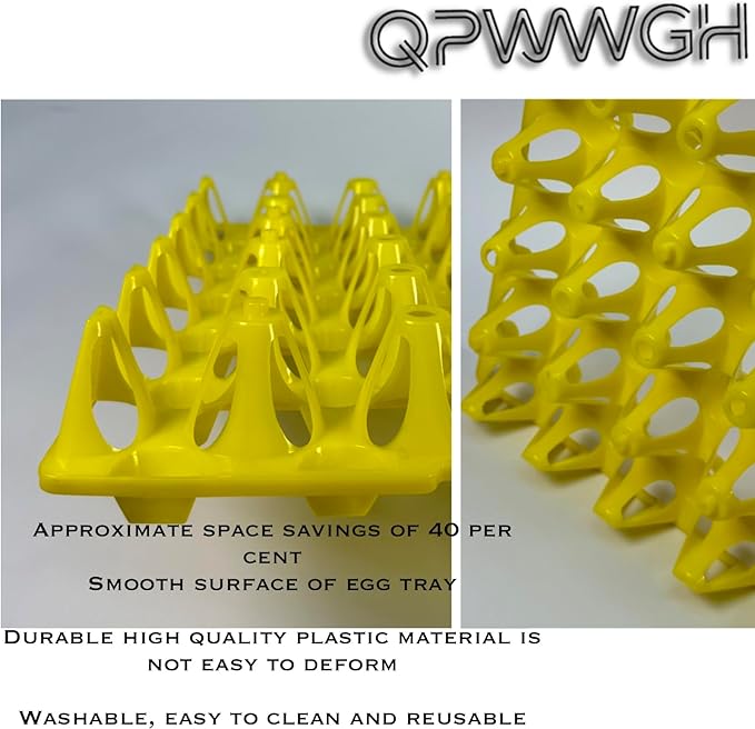 15-Pack Reusable Plastic Egg Tray Egg Crates 30-Egg Flats for Home Chicken Farmers, Stackable Egg Cartons Hold Multiple Eggs, Great for Storing, Sorting, and Shipping Eggs, Durable and Reusable