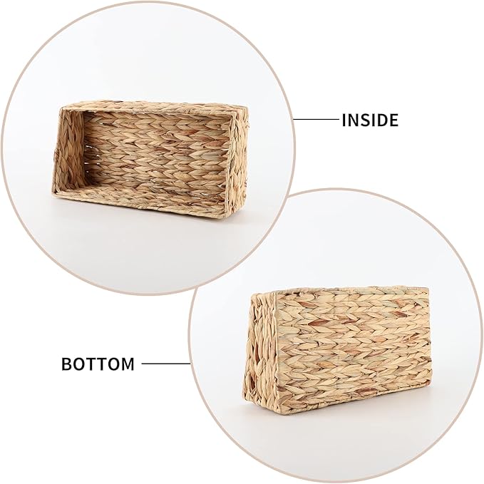 YAHUAN Hand Woven Water Hyacinth Baskets for Organizing Woven Trapezoid Basket Pantry Baskets Trapezoid Storage Bin for Shelves, Pantry, Closet and Home Decor (Water Hyacinth)