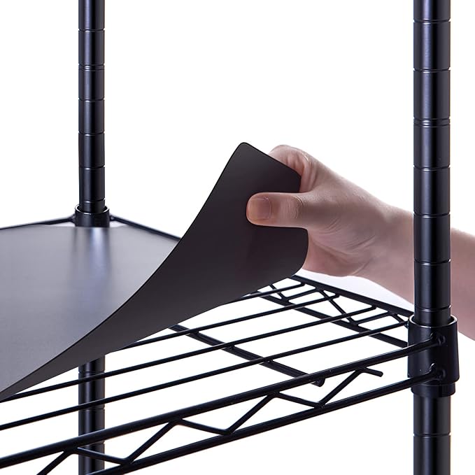 Poofzy Wire Shelf Liner 14 x 24, Set of 5 Shelf Liners for Wire Shelving Plastic Non-Adhesive for Pantry, Kitchen Cabinets (Black)