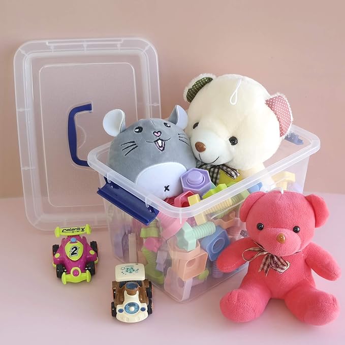 4-Pack 10 L Plastic Storage Box, Clear Storage Box with Lid