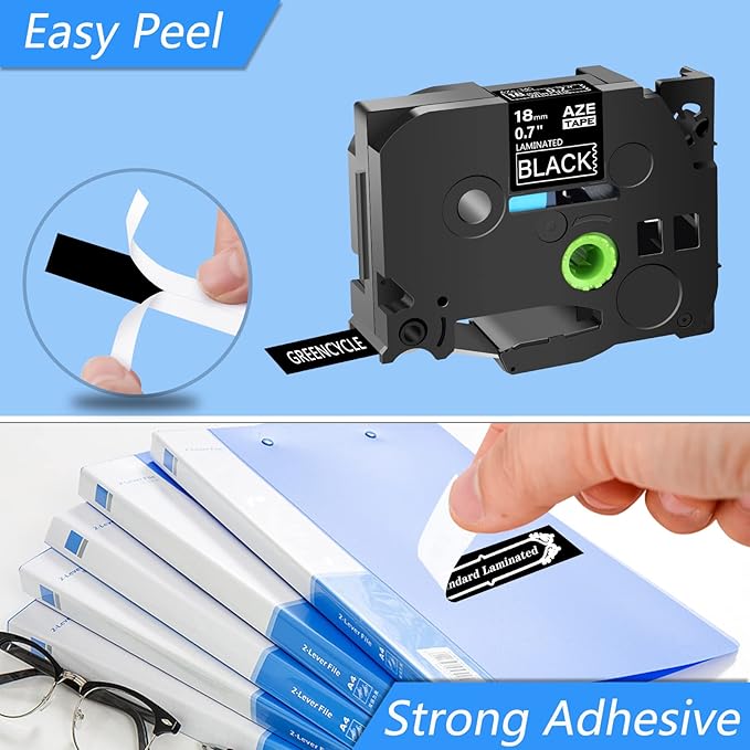 GREENCYCLE Compatible for Brother P-Touch Label Tape 3/4'' TZe TZ 18mm 0.7 Laminated Color Label Maker Tape for Ptouch PT-P710BT D400 D410 D600 P700, 6 Pack White on Multi-Color