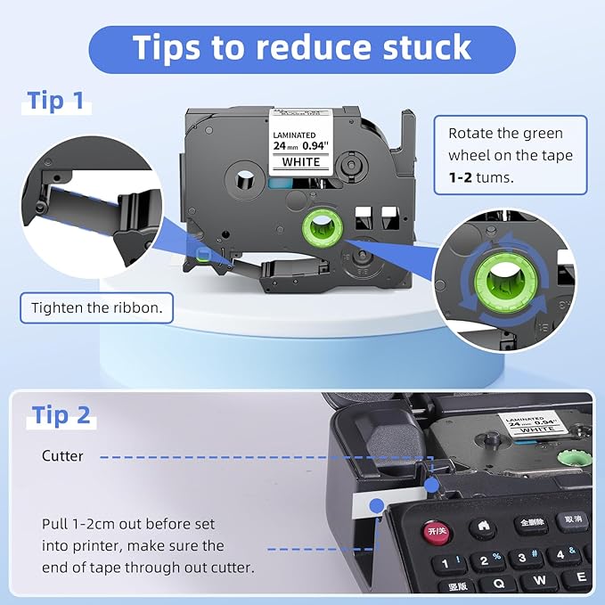 Label KINGDOM TZe-251 24mm (0.94") tz Laminated White Label Maker Tape Refills Compatible with Brother P-Touch PT D610BT D600 P710BT P750W 950W, 4-Pack 1 in Tze251