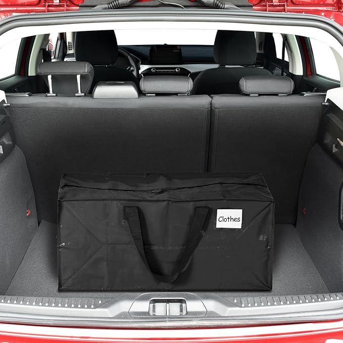 4 Pcs 24 Gallon Extra Large Moving Bags Heavy Duty Storage Bag with Strong Zipper Handle Foldable XXL Jumbo Storage Tote Packing Moving Box for College Dorm Travel Cloth Duffle (Black)
