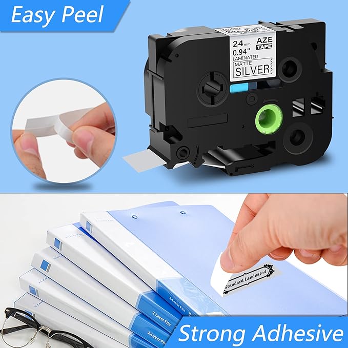 GREENCYCLE Compatible for Brother P-Touch TZ TZe M951 24mm 1" Label Cartridge Black on Matte Silver Laminated AZE Tape for PT2730 PT9600 PTD600VP PTD800W PTH500LI PTP700 PTP710BT PTP750, 10 Pack