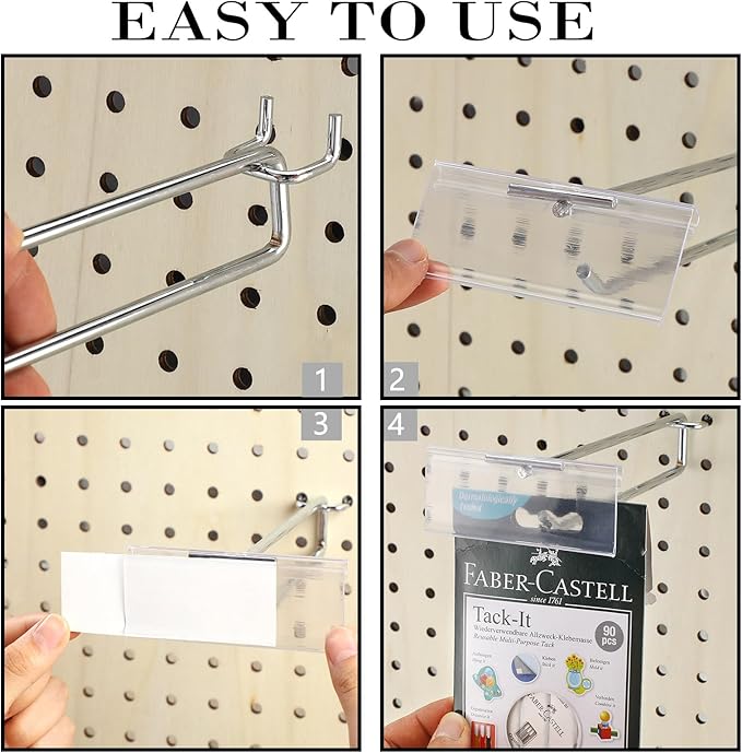 Thyle 100 Pcs Metal Scan Hook with Label Holder for 1/8" to 1/4" Pegboard, Peg Board Hooks with Price Tag, Pegboard Wall Accessories, Metal Hooks for Home Garage Retail Display Supplies (8 Inch)