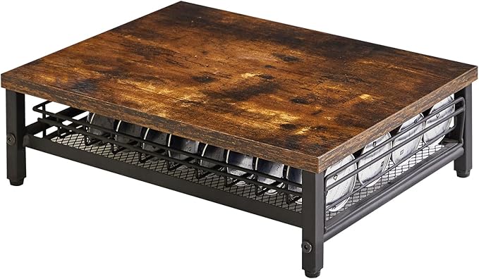 IBUYKE Coffee Pod Drawer Holder,40 Capsule Pods,Compatible for Nespresso Vertuo Pods,Wooden Top and Mesh Shelves,Home Kitchen Counter Coffee Bar Organizer, Rustic Brown,TCJ101H