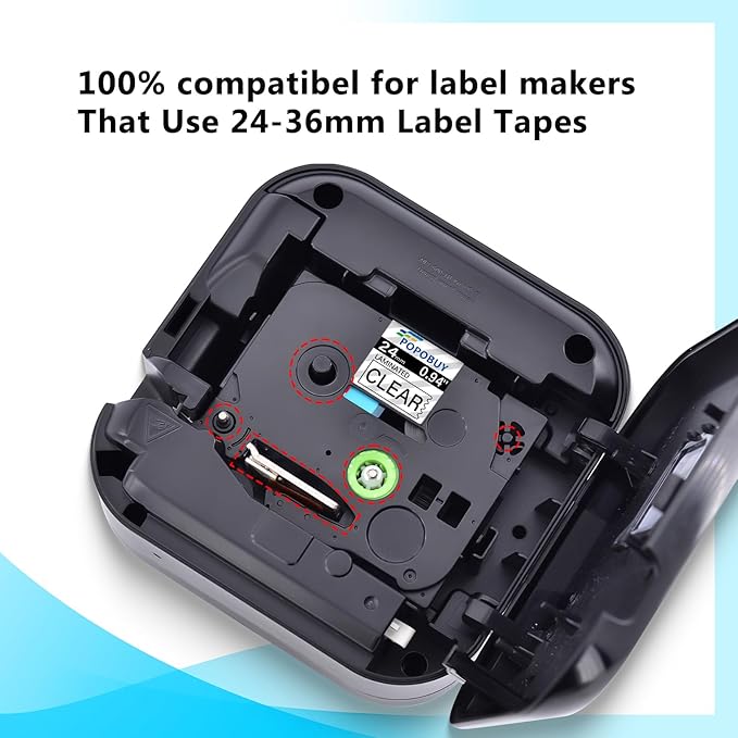 TZ TZe 24mm 0.94 Laminated Clear Tape Compatible for Brother P-Touch TZ151 TZ-151 TZe-151 TZe151 1 Inch Label Tape for PT-D600 D610BT P710BT Label Maker, 5 Pack Black on Clear