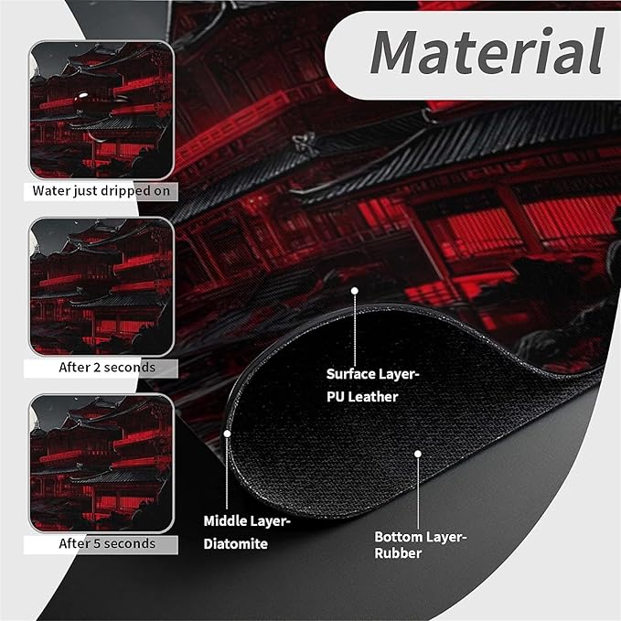 Kitchen Sink Splash Guard，Dark landscape with red Faucet Mat Sink Gadgets-Super Absorbent Fast Drying Mat Drip Catcher for Kitchen, Bathroom,Sink Mat, Dish Drying Mat, Bathroom(15" X 5.5" )