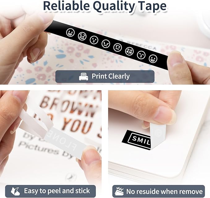 Oozmas TZe-335 Black Label Tape Replacement for Brother Label Maker Tape White on Black P-Touch TZe Tz 12mm 0.47 Laminated Work for PT-D210 PT-H110 PT-D200 PT-1750 PT-1290 Ptouch Refills, 4-Pack
