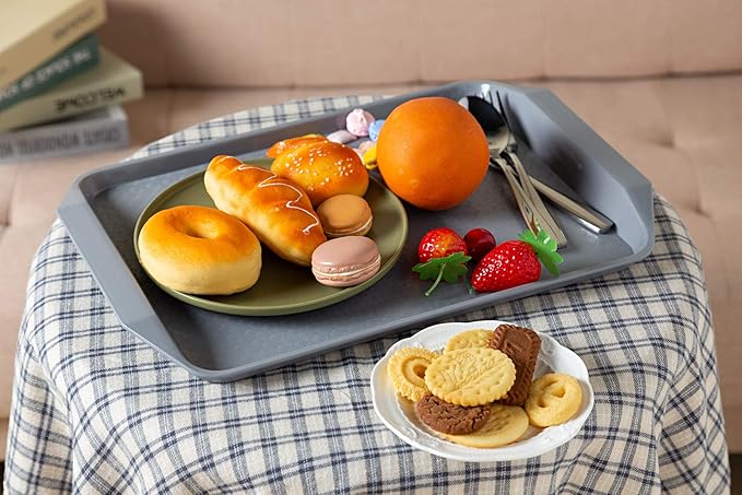 Aebeky Plastic Fast Food Tray,16.7 by 11.8-Inch,Set of 12 (Grey)