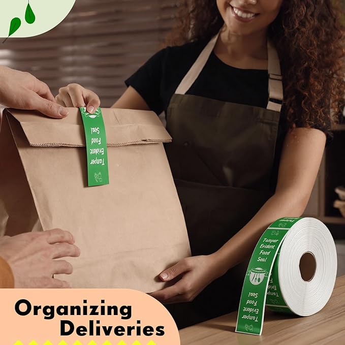 1000 Pieces Tamper Proof Stickers Safety Stickers for Food Delivery 1.5 x 6 Inches Tamper Seal Proof Tape Safe Labels Sealed for Freshness Drink Food Container Pizza Boxes(Green)