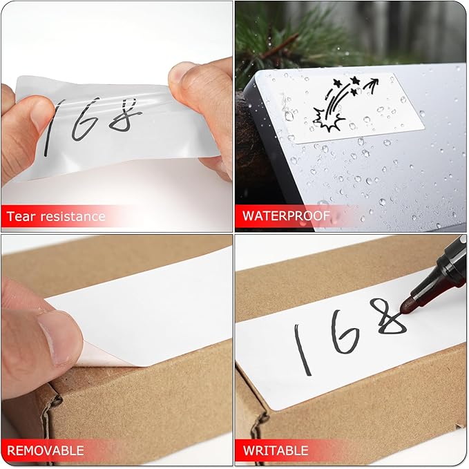 White Rectangle Stickers 4 x 2 Inch Color Coding Labels Vinyl Roll Self-Adhesive Waterproof Removable 500 PCS