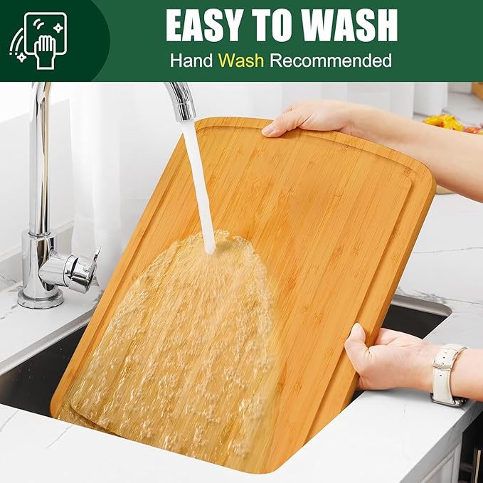 DYTesa Cutting Board, 24inch Bamboo Cutting Board, Bamboo Wooden Cutting Boards for Kitchen, Ideal Charcuterie & Chopping for Meat, Vegetables and Fruits Ideal Kitchen Gifts