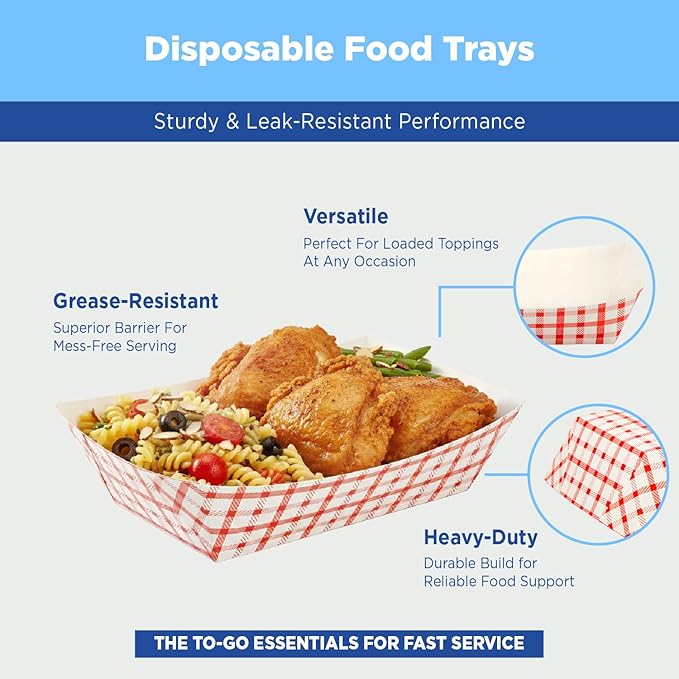 Karat FP-FT100G Food Tray 1 lb - Checkered Red (Case of 1000)
