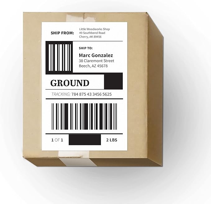 MACO Laser/Ink Jet White Cover-All Internet Shipping Labels, 5-1/2" x 8-1/2", 2 per Sheet, 500 per Box (ML-0200B)