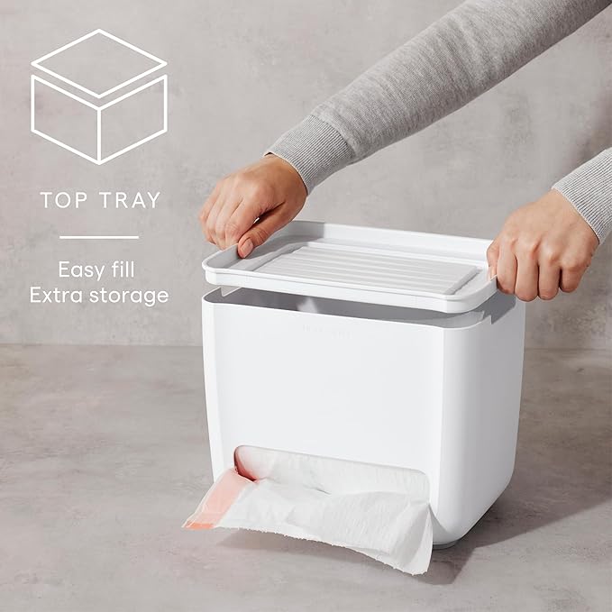 YouCopia SinkSuite Trash Bag Dispenser, Standing Garbage Bag Organizer with Removable Lid and Cradle for Storage, Speckled White