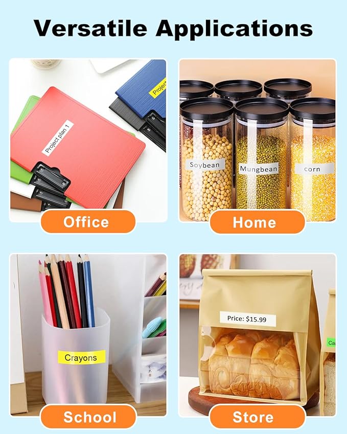 Compatible with Brother P Touch Label Maker Tape Refill Multi Color 12mm 0.47" Standard Laminated White and Fluorescence PTouch Tape TZe 231 B31 C31 D31 for PT-D220 D210 H110 D200 Label Maker Refills