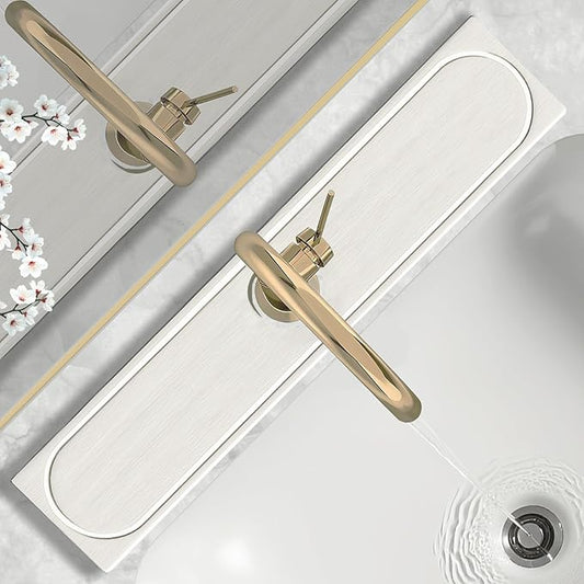 Faucet Mat for Kitchen Sink with Raised Feet, Fast Drying Diatomite Stone Sink Tray, Water Absorbent Faucet & Sink Splash Guard, Prevents Moisture Buildup, Durable Protector for Bathroom Counter