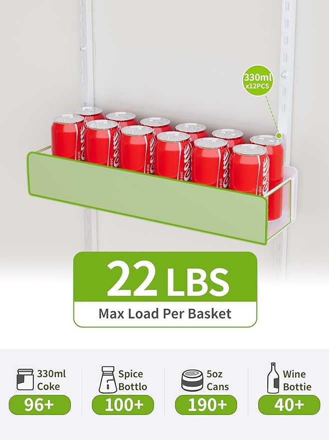 Over The Door Pantry Organizer, 6-Tier Pantry Organization and Storage, Hanging Spice Rack, Pantry Door Organization for Home Office Laundry Room Bathroom, White