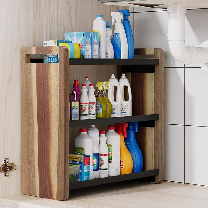 UJQSUN Bathroom Counter Organizer,Bathroom Counter Shelf,Bathroom Organizers,Under Sink Organizer,Cologne Organizer For Men,Cologne Cabinet,Spice Rack Organizer for Cabinet,Gifts(Brown 3 Tier)