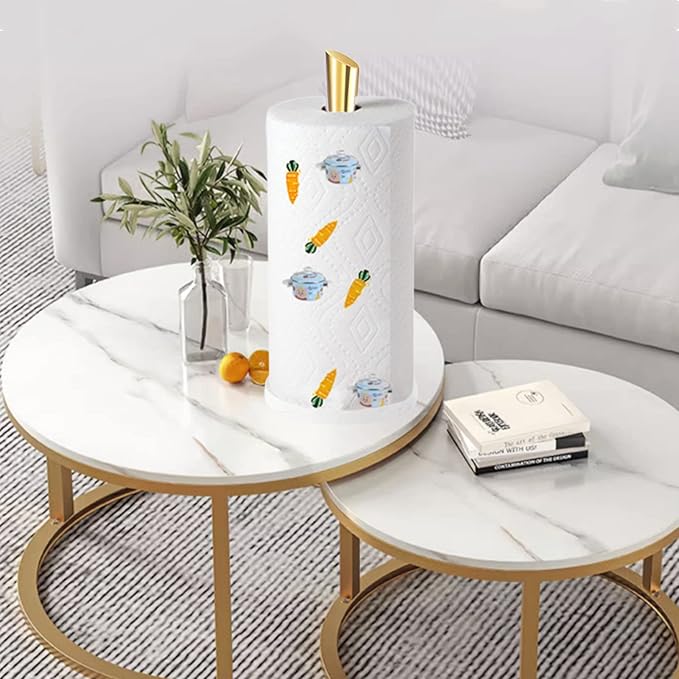 GWGTHZ Gold Paper Towel Holder Countertop, Marble Paper Towel Holder Used for Kitchen&Bathroom, Paper Towel Holder Made of Stainless Steel for Easy One-Handed Operation Gold