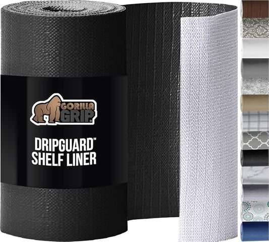 GORILLA GRIP Slip Resistant Drawer and Shelf Liner 2 Pack, Non Adhesive Water Resistant, Easy Clean and Trim, Smooth Surface Liners for Kitchen Cabinet, Shelves, Drawers, Pantry, 12 in x 20 FT, Black