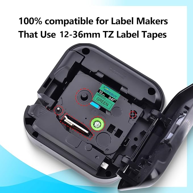 TZ TZe 12mm 0.47 Laminated Green Tape Compatible for Ptouch TZ731 TZ-731 TZe-731 TZe731 Label Tape for PTD210 PTD400 PTD220 PTH110 Label Maker, 5 Pack Black on Green
