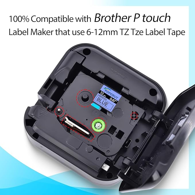 12mm 0.47 inch Laminated Blue Tape Compatible for Brother Ptouch TZ531 TZ-531 TZe-531 TZe531 Label Tape for PT-D210 D220 D400 D600 H110 Label Maker, 5 Pack