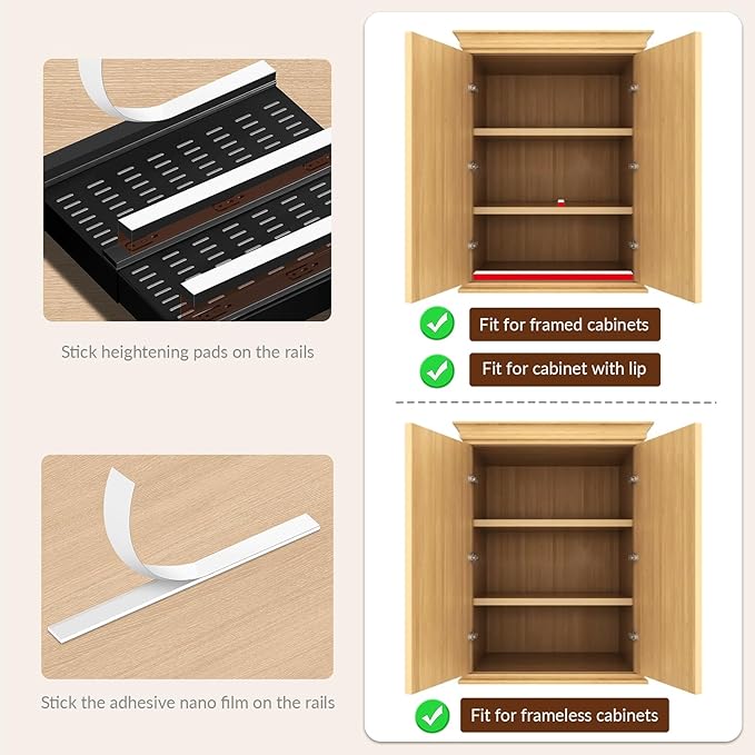 Under Sink Organizer Pull Out, 2 Tier Expandable Under Sink Storage for Kitchen & Bathroom, Adjustable Height (14.4"-18.5") Width (12.2"-20.5"), Heavy Duty 3-Slide Rail System, Black