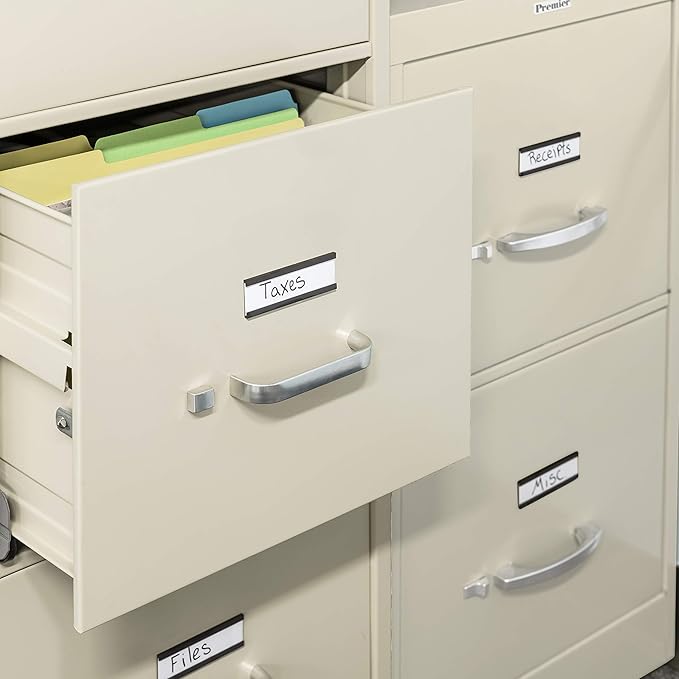 25pcs Magnetic Tool Box Labels 1x2 inches | C Channel Magnetic Label Holders for File Cabinet, Breaker Box, Metal Shelf, Locker, Toolbox Drawer