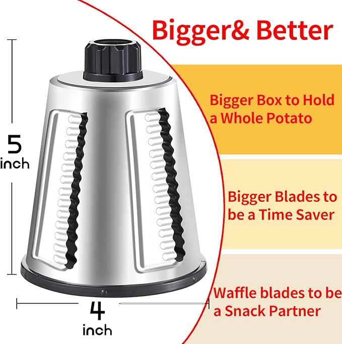 Weltonhm Rotary Cheese Graters with 4 Blades, Hand Crank Cheese Grater with Waffle Slicer, Red, Black and White Cheese Shredder with Suction Base, Easier for Shredding & Grating (Red, 4 Graters)