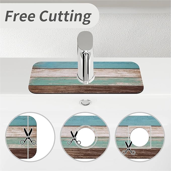 Kitchen Sink Splash Guard，Vintage wooden planks Faucet Mat Sink Gadgets-Super Absorbent Fast Drying Mat Drip Catcher for Kitchen, Bathroom,Sink Mat, Dish Drying Mat, Bathroom(15" X 5.5" )