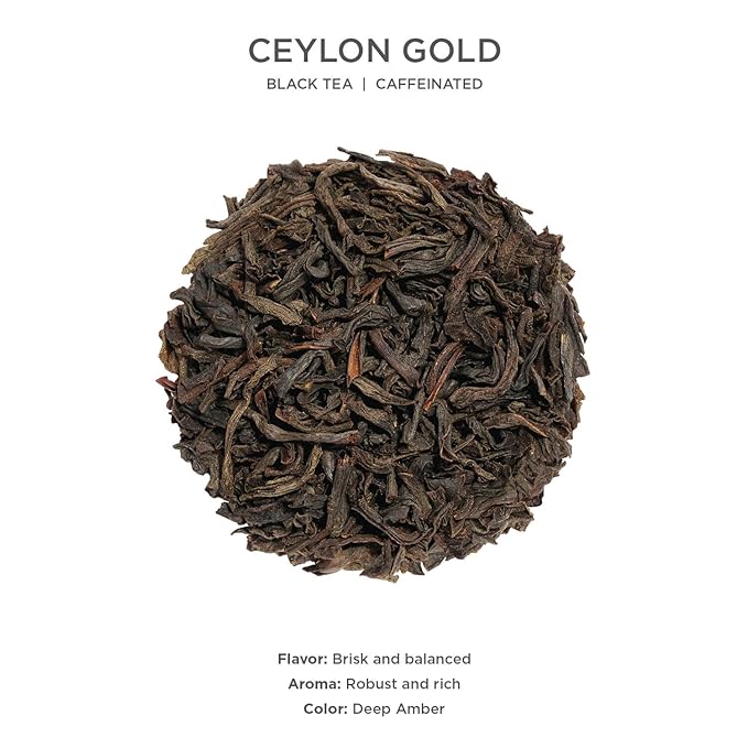 Tea Forte Ceylon Gold Premium Loose Leaf Caffeinated Black Tea Blend Canister, Makes 35-50 Cups
