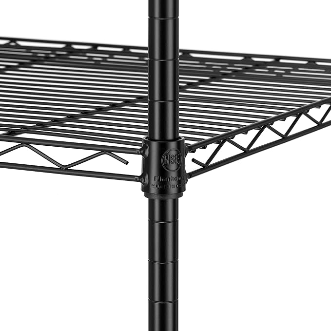 Finnhomy Heavy Duty 5 Tier Wire Shelving Unit, 18x18x59-inches 5 Shelves Storage Rack, Metal Shelving with Thicken Steel Tube, NSF Certified, Black