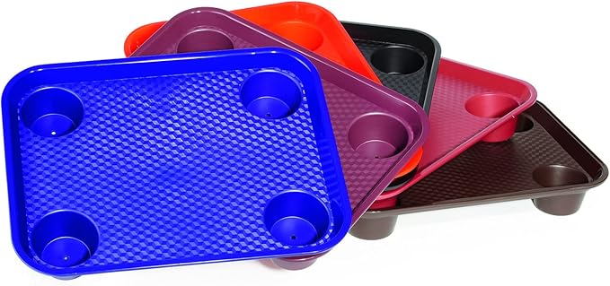 G.E.T. FT-20-BU BPA-Free Stackable Cafeteria / Fast Food Tray, 17" x 14", Burgundy (Set of 12)