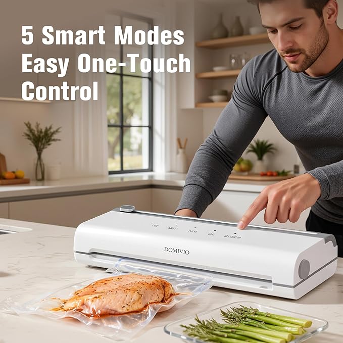 Vacuum Sealer Machine for Food, 5-in-1 Food Saver with Built-In Cutter & 20 BPA-Free Bags – Dry & Moist Modes, Compact Easy-to-Use Vacuum Sealer for Meal Prep, Freezer Storage & Long-Lasting Freshness