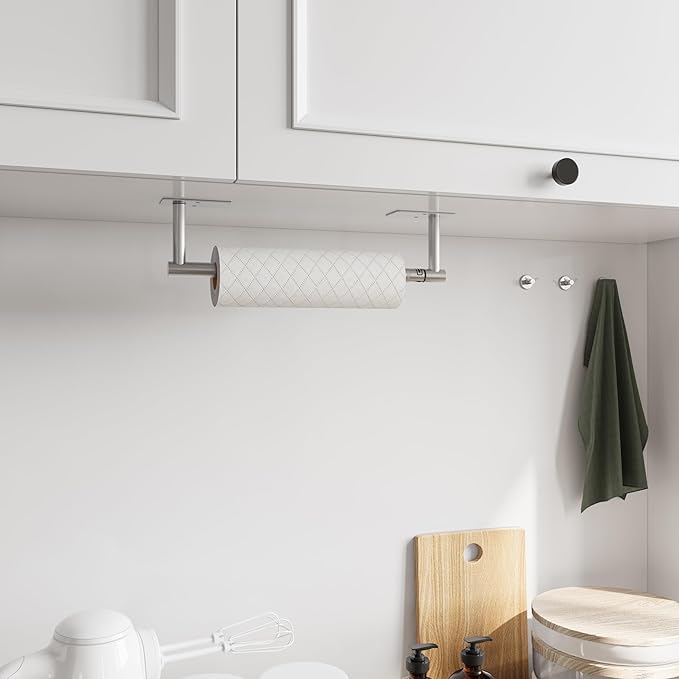 BVL Paper Towel Holder Under Cabinet for Kitchen Brushed Nickel Adhesive