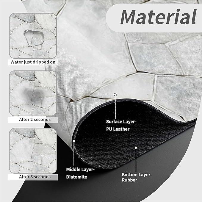 Kitchen Sink Splash Guard，White stone wall Faucet Mat Sink Gadgets-Super Absorbent Fast Drying Mat Drip Catcher for Kitchen, Bathroom,Sink Mat, Dish Drying Mat, Bathroom(15" X 5.5" )