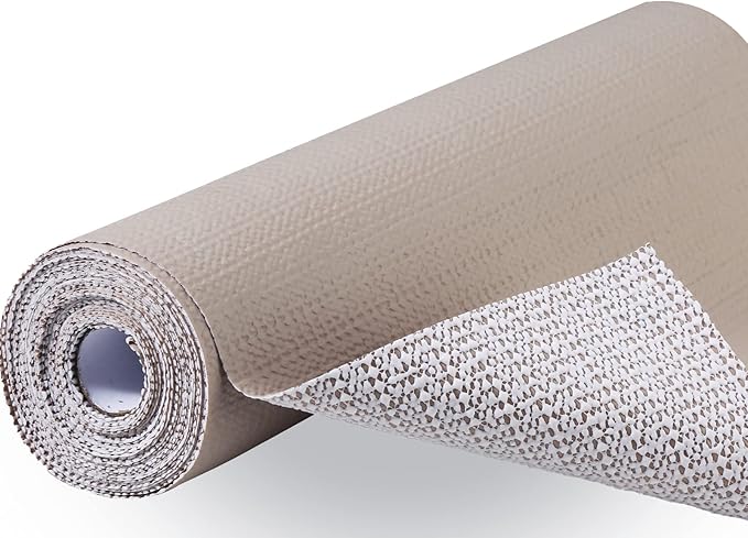 Premium Drawer and Shelf Liner for Cabinet, Non Adhesive Liner for Kitchen, Strong Grip Non Slip Shelf Liners for Kitchen Cabinets, Storage, Drawers, Shelves, Kitchenware and Tableware (Beige)