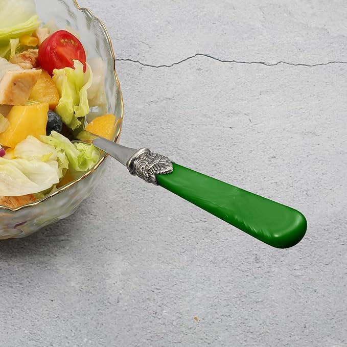 CATHYLIN 2-piece Salad Servers Stainless Steel Salad Serving Set Salad Fork and Spoon (Deep Green)