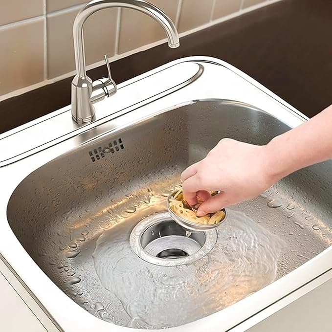 3-1/2 Inch Kitchen Sink Drain Assembly with Strainer Basket/Drain Stopper, All Stainless Steel Sink Drain Kit Durable and Rustproof