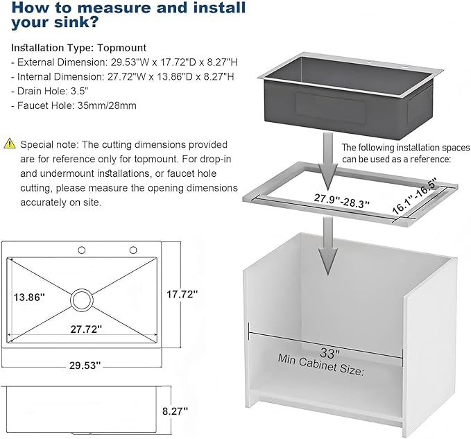 30-inch Single Bowl Workstation Kitchen Sink, Drop-in/Top-Mount Stainless Steel with Nano Coating & Basket Strainer, 30"x18"