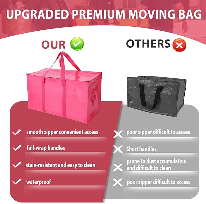 6 Pack Moving Bags Heavy Duty, Extra Large Moving Bags, Moving Supplies, Storage Bags with Handles and Zippers, Waterproof Totes for Storage Saving Packaging Shipping and Travel(Multicolor)
