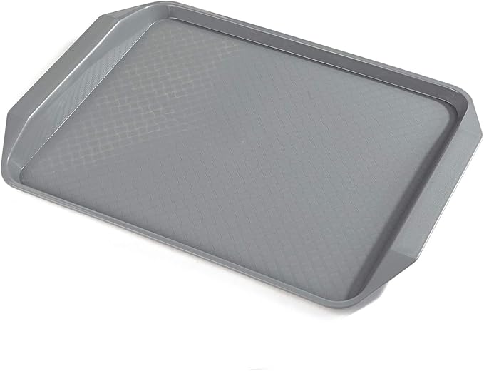 Aebeky Plastic Fast Food Tray,16.7 by 11.8-Inch,Set of 12 (Grey)