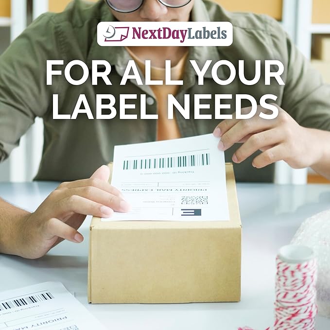 NextDayLabels 8.5x11 Full Sheet Stickers White Blank Labels for Laser Inkjet Printer - 1 Per Page Self-Adhesive Shipping Product Packaging Made in USA - 25 Labels