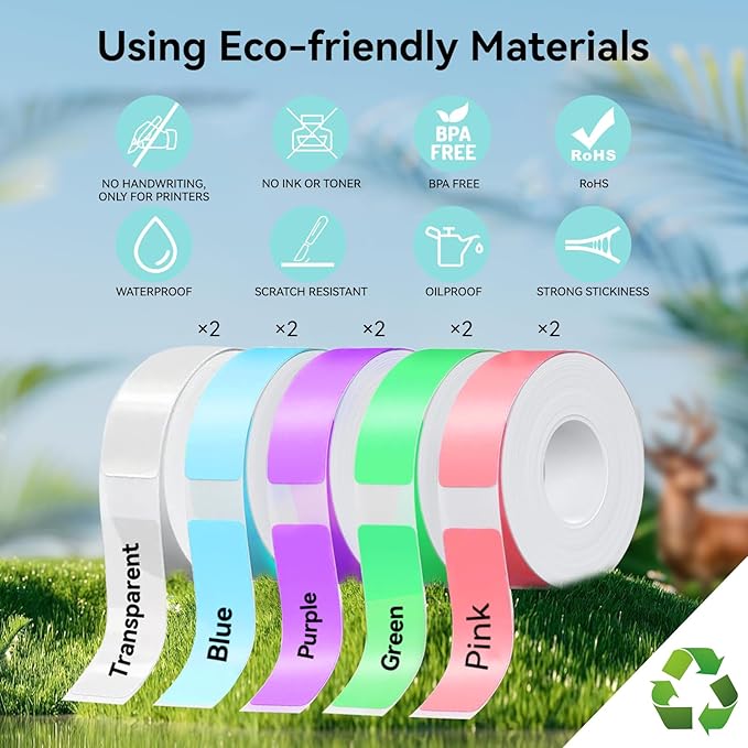 EEBBL D30 P15 HP4 Label Maker Tape Refill 12mm×40mm(0.47"x1.57") Sticker, Laminated Thermal Label Tape Replacement, 1650 Labels/10Rolls, High Definition Labeling Tape for Home Office School Hotel