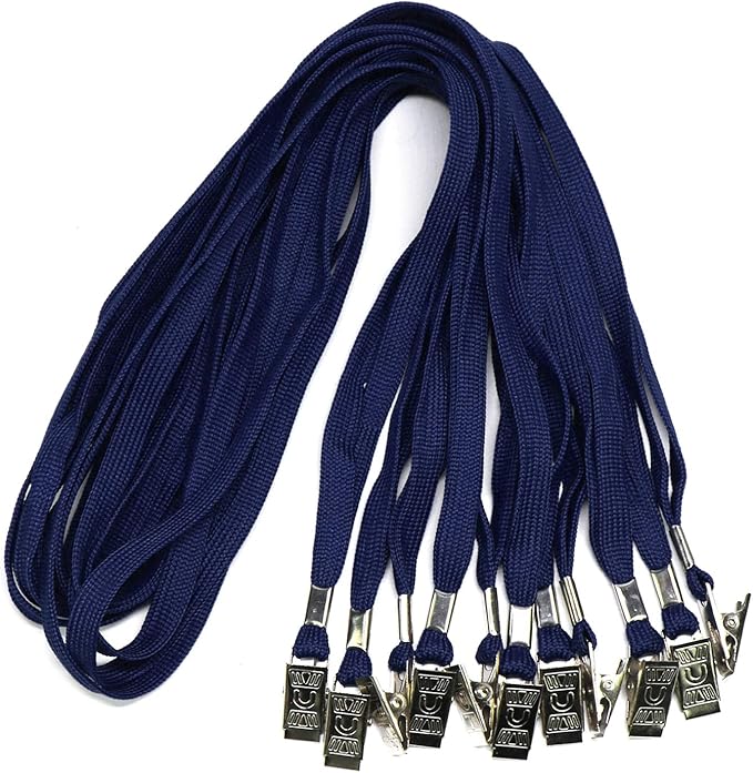 Ollain Badge Lanyards Neck Bulk Cruise Lanyards Lanyard with Clip for ID Card Name Tags Badge Holders (Navy Blue, 100 Pack)