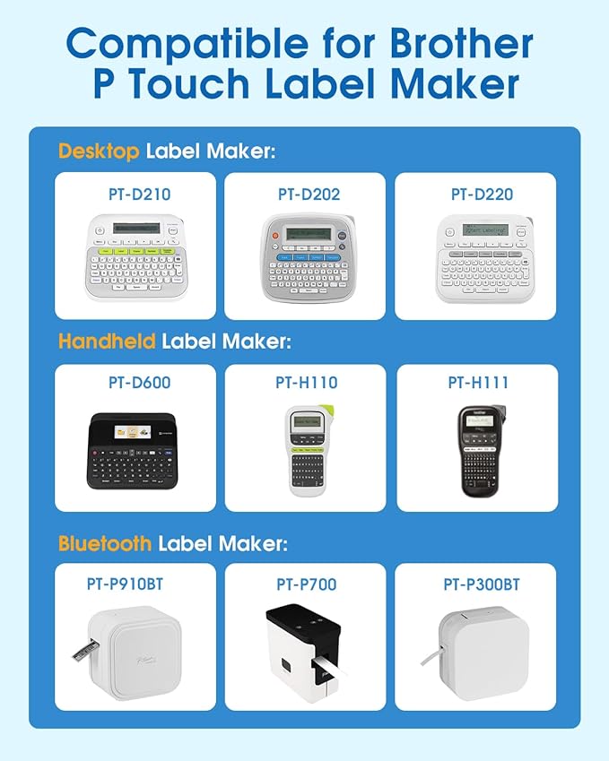 10-Pack TZe-231 TZe 12mm 0.47 Inch Laminated White Compatible for Brother TZe231 TZ-231 Label Tape Work with Ptouch PTD200 PTD202 PTD210 PTD600 PTD400 PTH100 PTH110 PT1280 Label Maker, Black on White