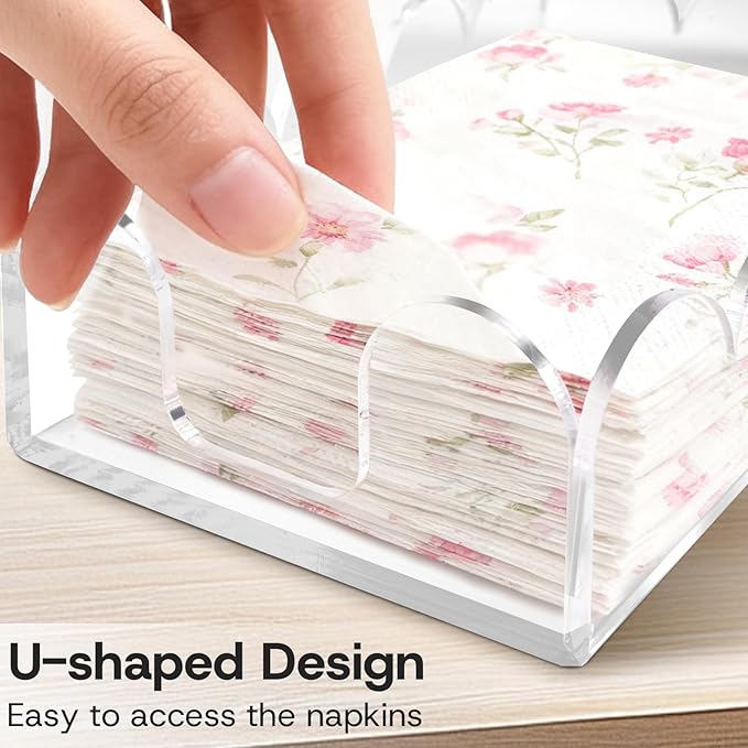 Acrylic Napkin Holder for Bathroom, Sleek Scalloped Design Guest Towel Holder, Disposable Holder Hand Towel Tray for Parties, Weddings, Party, Hotel, Restaurant and Kitchen 5 x 9 Inch 1 pcs