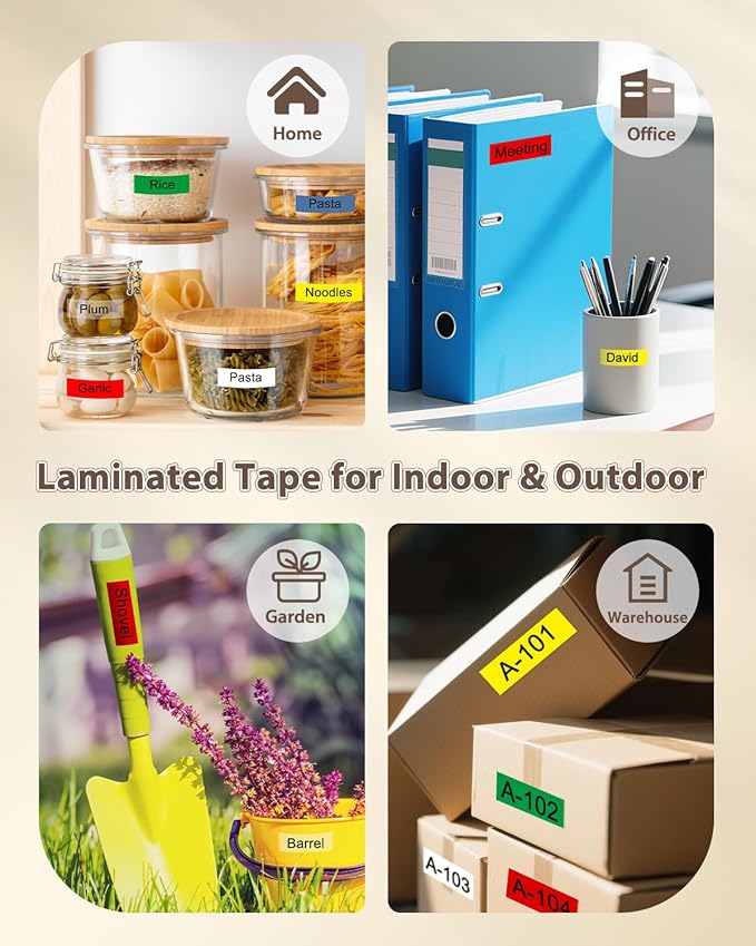 12mm 0.47 Laminated Multicolor TZ Tape Compatible with Brother P Touch Label Tape 1/2" TZe-231 131 431 531 631 731 for PTouch H110 D210 D220 202 D400 H103W, Black on Clear/White/Red/Blue/Yellow/Green